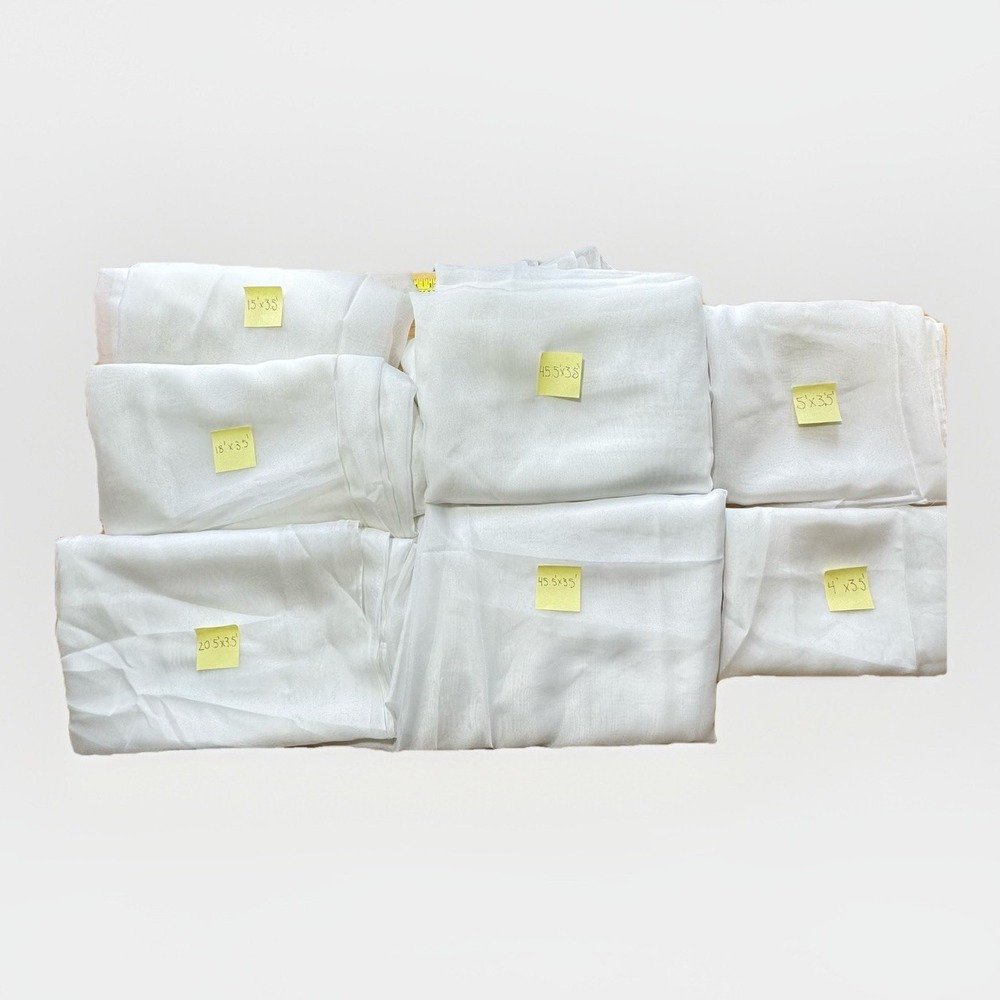 Lot‎ 7 VTG White Sheer Organza Fabric Cuts – 59yd Total 3.5ft Wide Bridal Decor